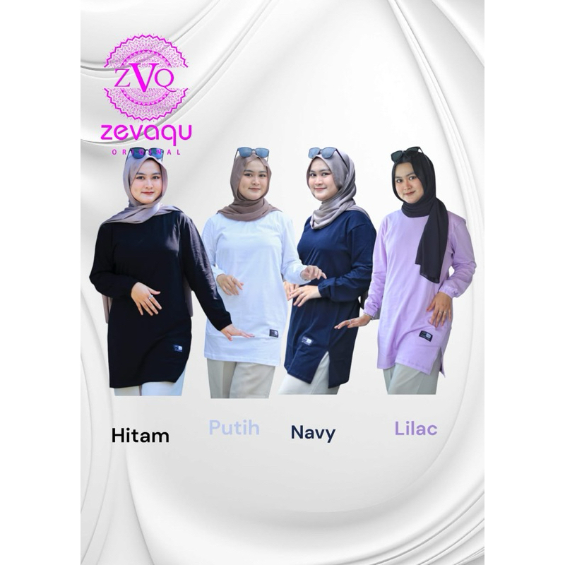 Atasan wanita polos oversize lengan panjang premium / kaos tunik lengan karet kerut bahan katun comb