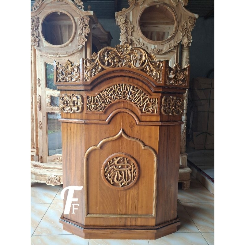 mimbar masjid podium ukir