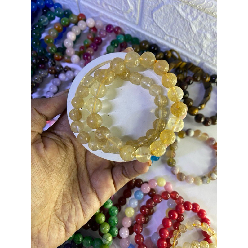 Gelang Batu Cendana Rambut Emas