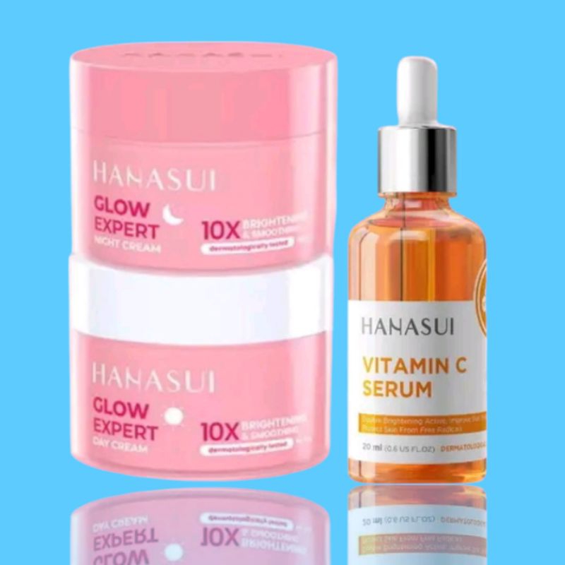 Hanasui Cream Siang Malam Satu Set Dengan Serum Pencerah Paket Pencerah Wajah Hitam