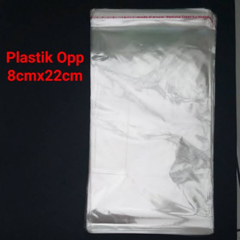

Plastik OPP ukuran 8 x 22 isi 100 lembar