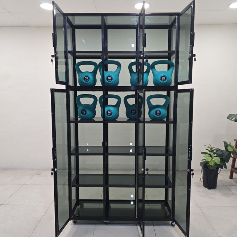 TC ALUMINIUM LSG711 110X38X210 b LEMARI SERBAGUNA RAK KACA 5 MILI ALUMINIUM 20U COKLAT MULTIFUNGSI T