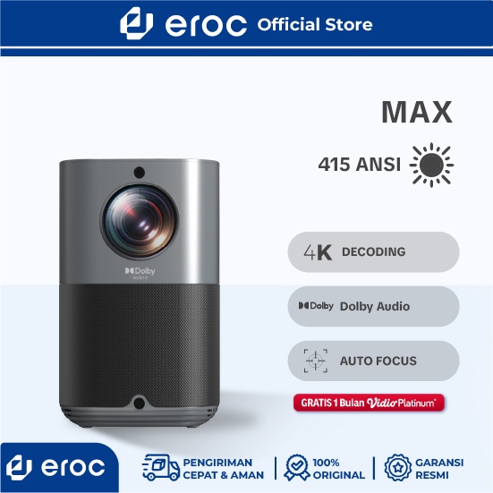 EROC Android Smart Proyektor LCD - Dolby Audio – Youtube - FHD - Built in Speaker - 415 ANSI - MAX