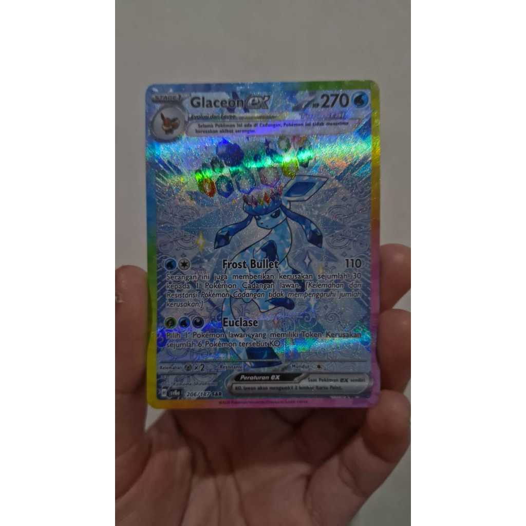 Kartu Pokemon TCG Glaceon EX SAR SV8a 206/187 - SAR