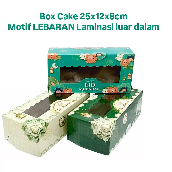 

(5 Pcs)Dus Kue Bolu Gulung Lebaran 25x12x8 Cm Box Cake Marmer Eid Mubarak Kotak Banana Cake