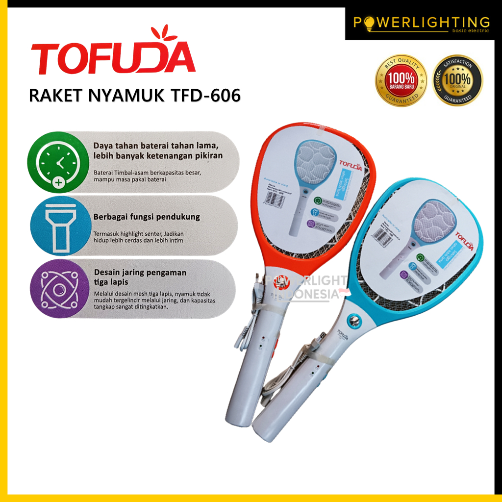 Tofuda Raket Nyamuk TFD-606 + Senter