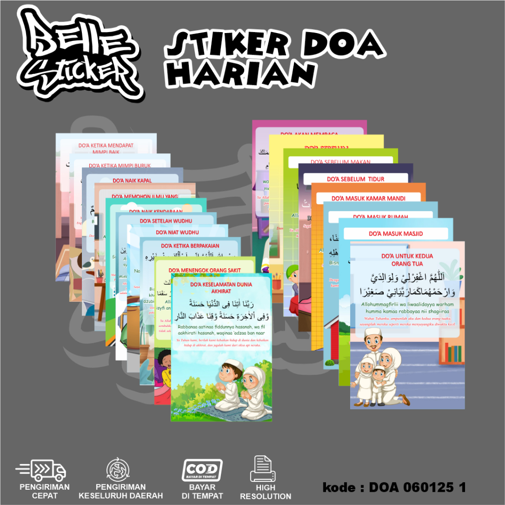 

Stiker Doa Sehari Hari Untuk Anak Baca Desain Menarik Waterproff tinggal tempel Bisa COD