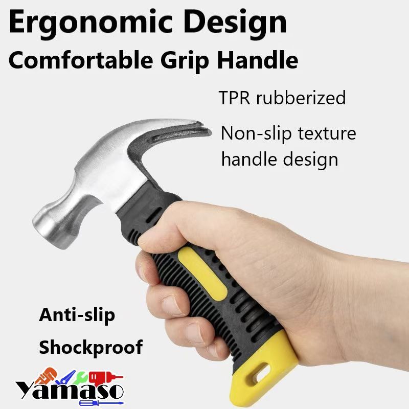 Palu Cakar Mini Pegangan Terisolasi Palu Cakar Kecil Portabel Baja Karbon Tinggi Multifungsi