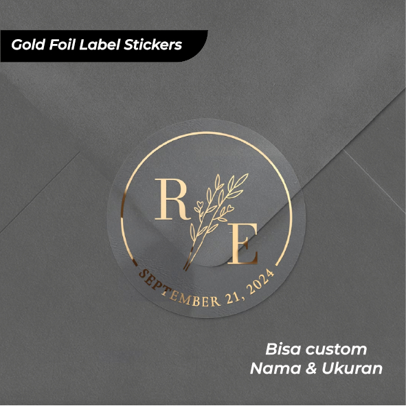 

Clear Wedding Stickers with Gold Foil Print Custom
