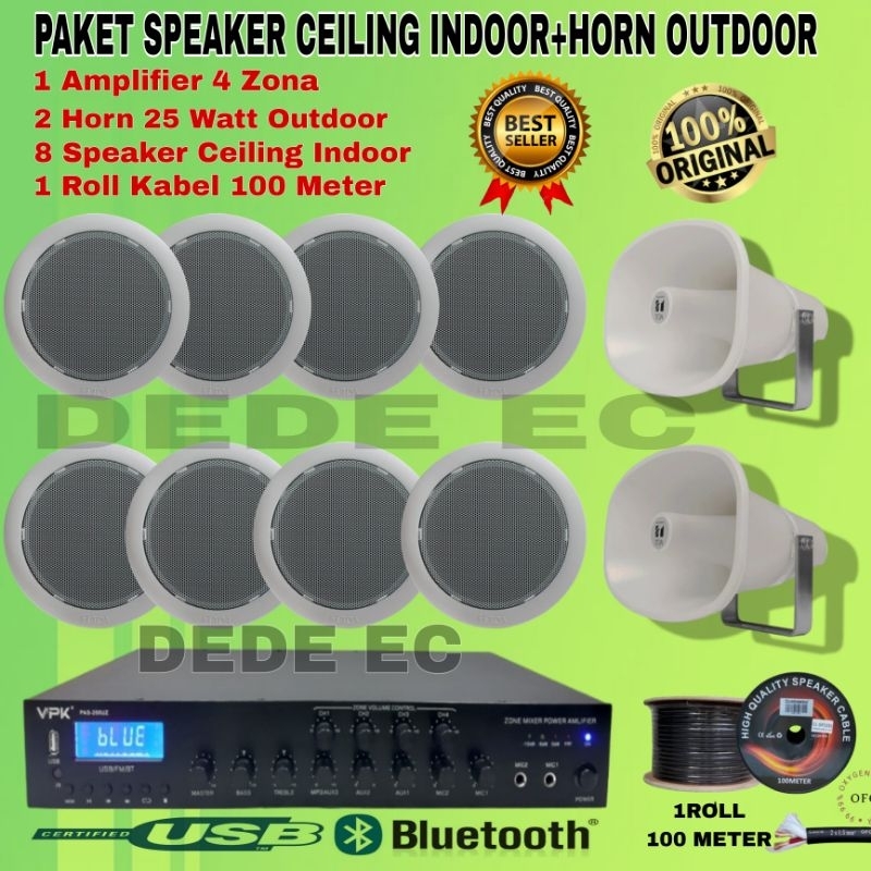 PAKET SPEAKER CEILING TOA INDOOR+SPEAKER HORN 25 WATT OUTDOOR