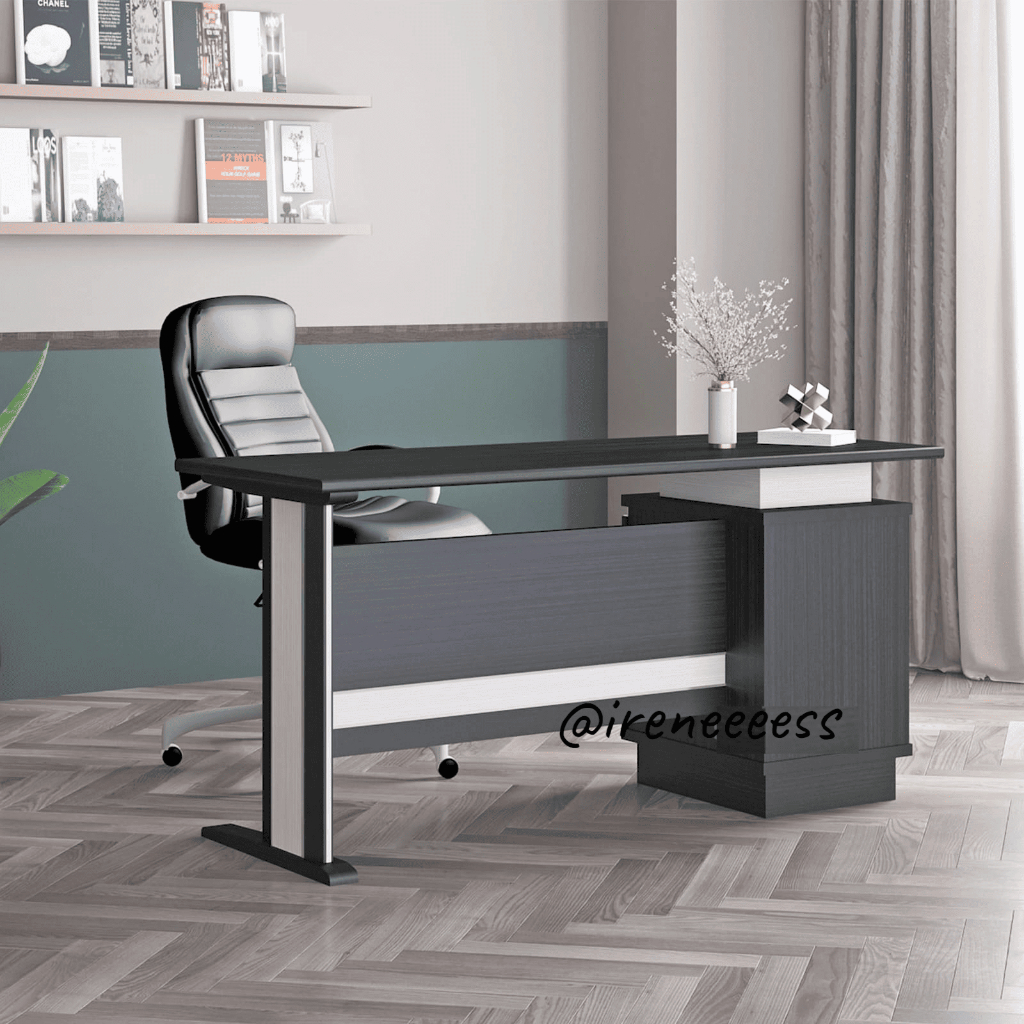 MEJA KANTOR EXECUTIVE HITAM / MEJA KERJA 1/2 BIRO MEWAH / MEJA DIREKTUR / PIMPINAN SIANTANO OT 120 1