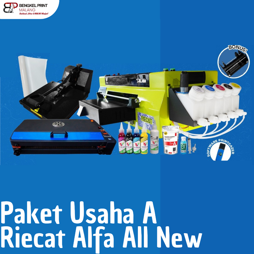 Paket Usaha Sablon DTF | Paket Mesin Riecat Alfa All New Lengkap
