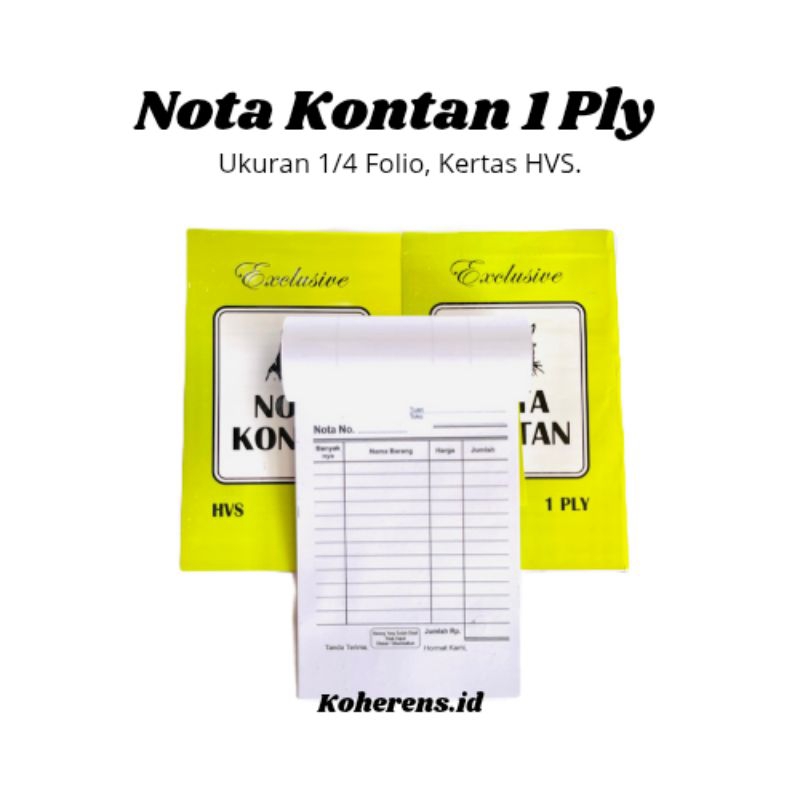 

Buku Nota 1 Ply Kecil Murah HVS Ukuran 1/4 Folio 16x10cm Nota Penjualan Toko Lebih Hemat
