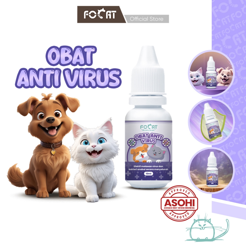 [ASOHI CERTIFIED] FOCAT Obat Tetes Anti Virus Untuk Kucing Anjing N46/Obat Anti Virus Pada Hewan Peliharaan 10ml