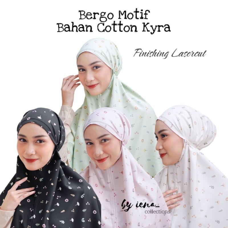 Hijab instan bergo motif bunga daily non pet jilbab instant kyra tali syar'i briana series jasmine