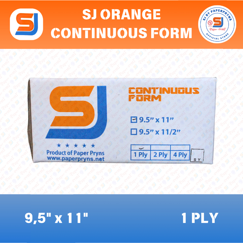 

SJ ORANGE Continuous Form 9,5" × 11" - 1 PLY - HVS Sheets