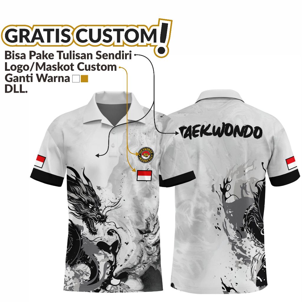 Kaos Taekwondo Berkerah Jersey Taekwondo Terbaru Bisa Pake Nama Custom Logo