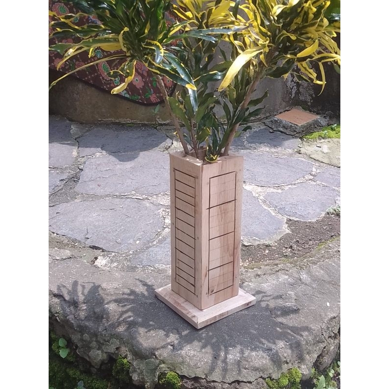 VAS KAYU BUNGA TINGGI 15CM / POT MINIMALIS / VAS MINIMALIS / POT BUNGA RUANGAN / POT AESTHETIC