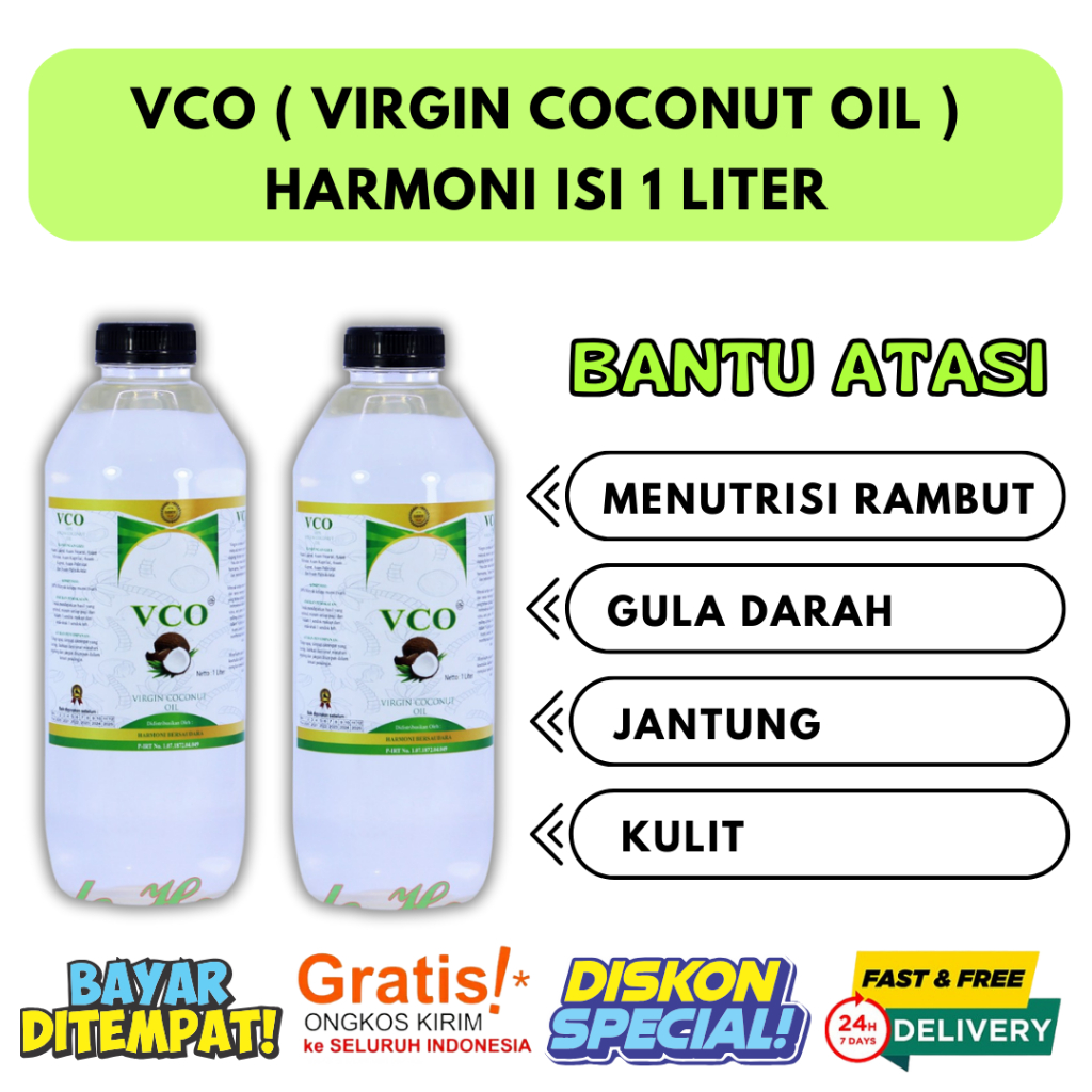 

VCO Harmoni Virgin Coconut Oil 1000 ml Minyak Kelapa Murni 1 Liter / Menjaga Kesehatan Kulit