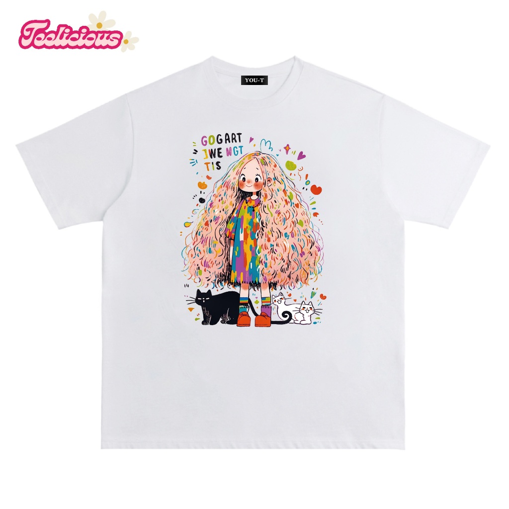 JKTee Kaos Oversize Unisex Premium – Curly hair girl | Atasan Wanita Laki-Laki Loose-Fit Regular | B