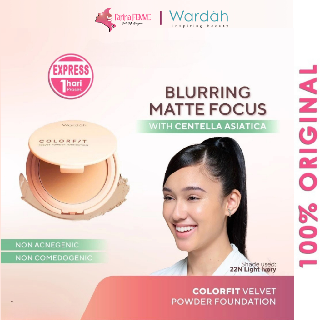 FEMME || WARDAH Colorfit Velvet Powder Foundation / Compact Powder / Bedak Padat 11 gr -  Tahan Lama