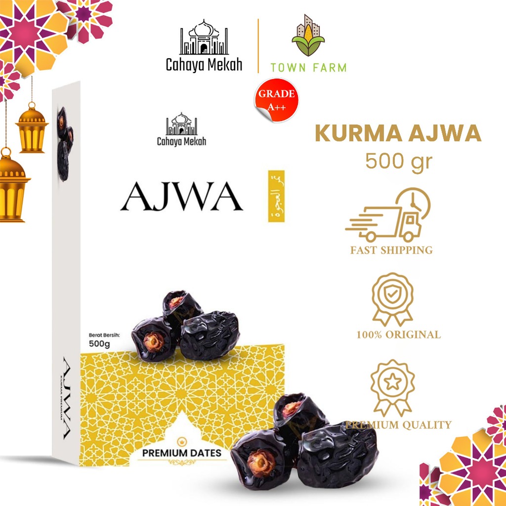 

Cahaya Mekah Kurma Ajwa Box 500gr Kurma Nabi Legit Super Premium 100% Original High Quality