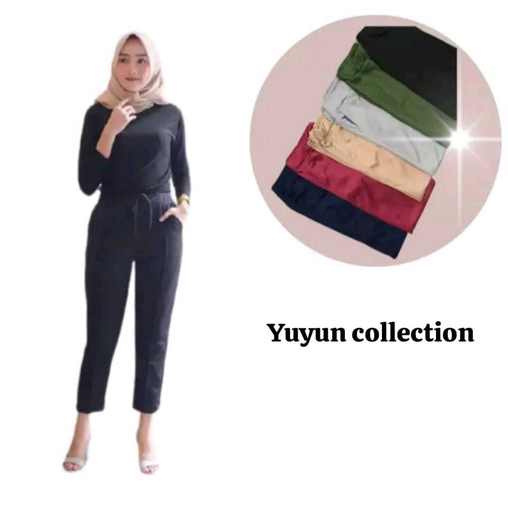 YC - LUNA PANTS WANITA POLOS Bawahan Wanita Celana Panjang Wanita Bahan Crepe Model Terbaru