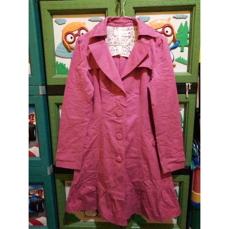 Pink dress Coat Feroux cantik bawah rapel kancing aman mulus no belt no minus