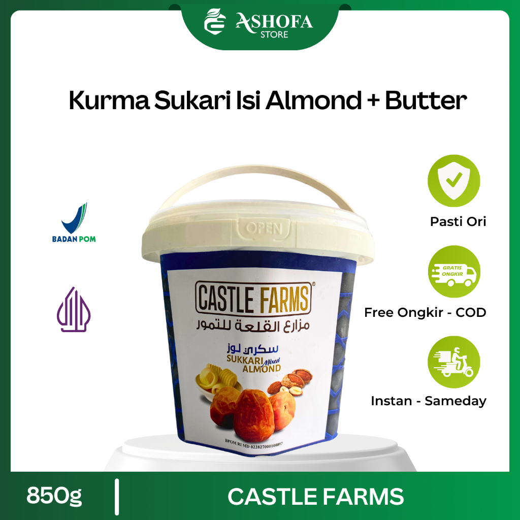 Kurma Sukari Almond Butter Premium Castle Farms Asli Original 850gram Sukari Ember