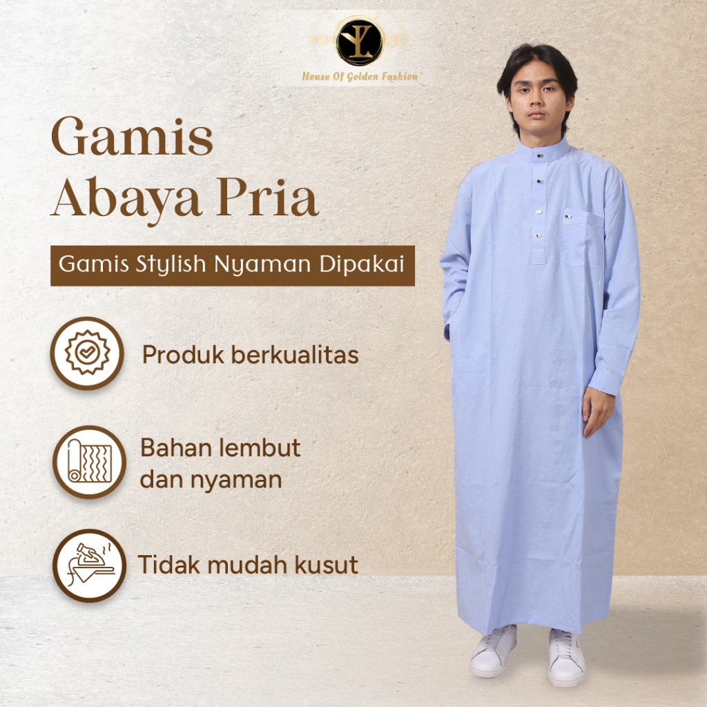 Gamis Pria Lengan Panjang Jubah Pria Dewasa Model Kancing Abaya Pria Size S-XXL by House Of Golden M