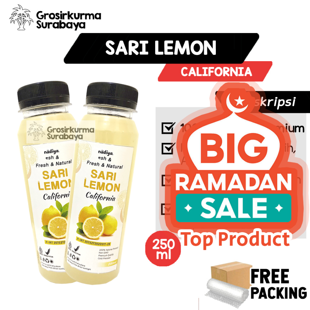 

PIRT Sari Lemon 250ml Asli Jus Minuman Diet Detox Keto Suplemen Nutrisi Natural Organic Perasan