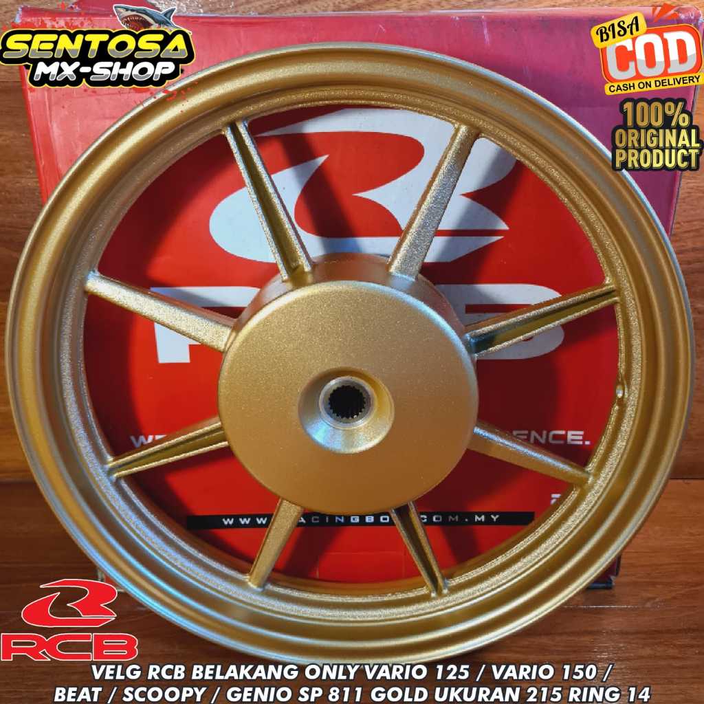 [ RCB ORIGINAL ] VELG RCB BELAKANG ONLY VARIO 125 150 / BEAT / SCOOPY FI / GENIO SP 811 GOLD UKURAN 