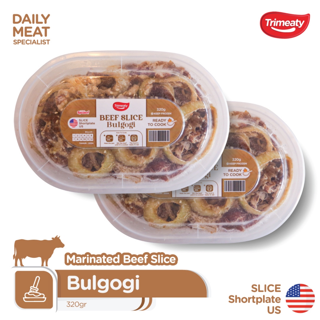 

Beef Slice Bulgogi (Shortplate) / Slice Shortplate Marinasi Bulgogi / Ready to Cook / Makanan Instan Frozen 320gr