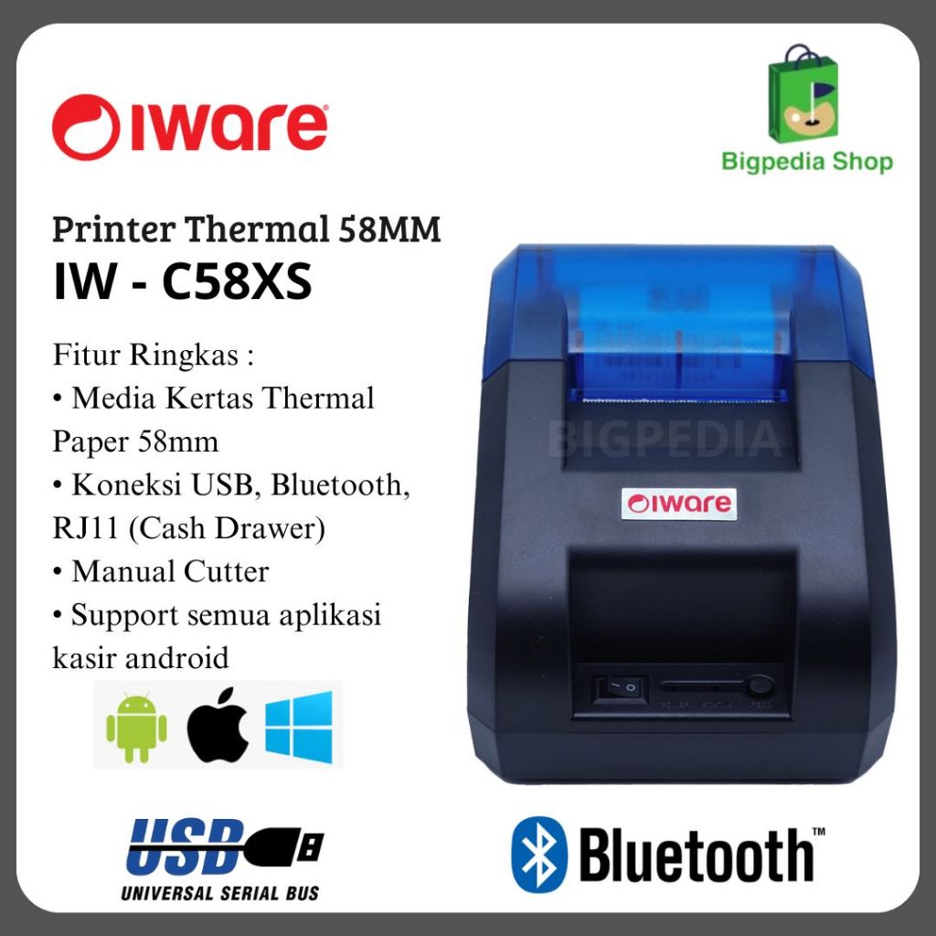 Printer Bluetooth Kasir Thermal RPP02N PPOB Iware C-58XS | SC58XS 58mm