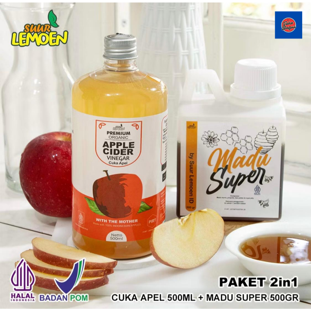 

Paket Bundling Diet Sehat - Cuka Apel 500 ml dan Madu Hutan Super 500 gr Asli by Suur Lemoen ID