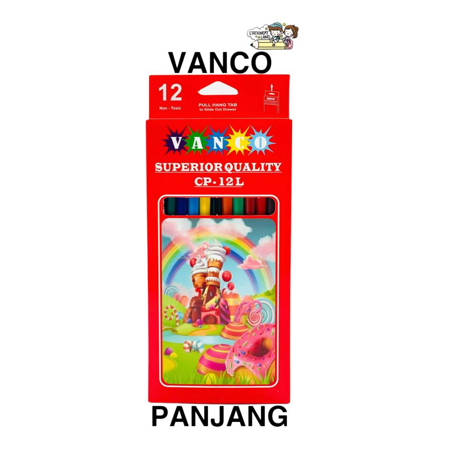 

( StaLand) Pensil Warna / Pensil Gambar / Color Pencil VANCO 12 WARNA PANJANG CP-12L