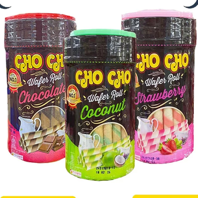 

CHO CHO WAFER ROLL ANEKA RASA / CHO CHO WAFER STICK ROLL - STRAWBERRY | COCONUT | CHOCOLATTE 260GR