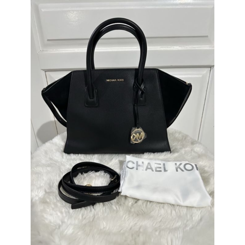 MK Avril Large Leather and Suede Satchel