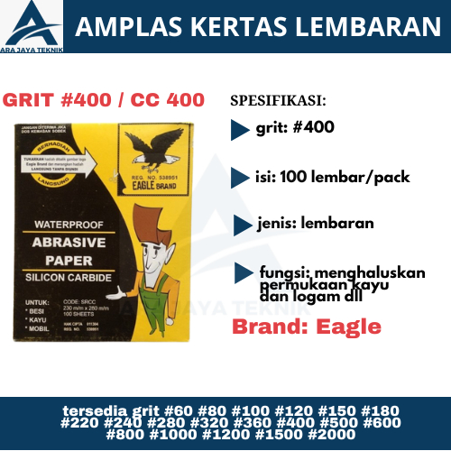 EAGLE BRAND Amplas Kertas Lembaran #400 Grit 400 CC-400-CW