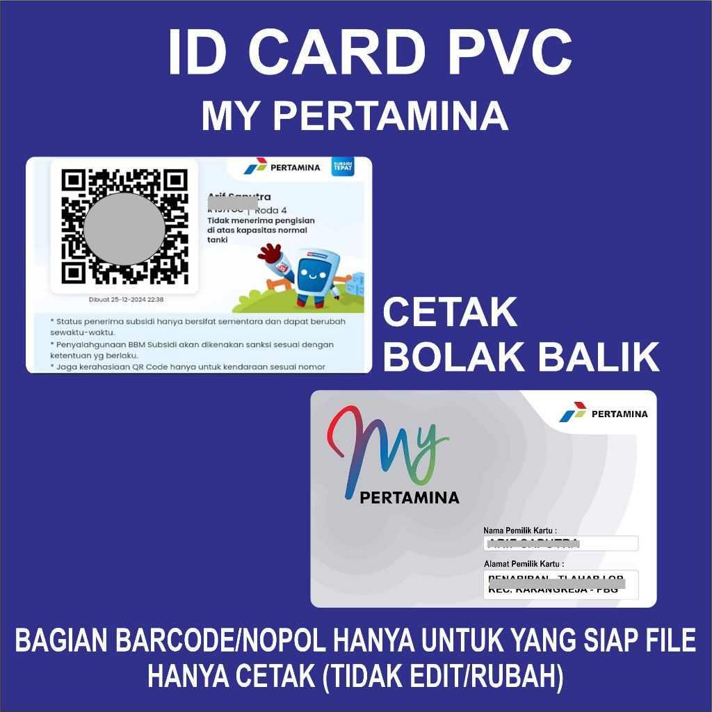 

KARTU MEMBER mypertamin4 bahan ID Card Pvc
