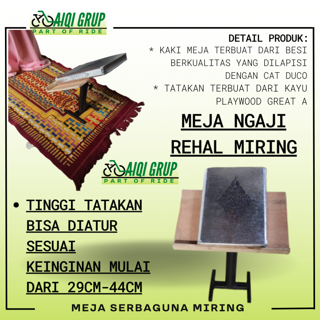 Rekal Miring Meja Ngaji Miring Rekal Al Quran miring tinngi tatakan bisa diatur