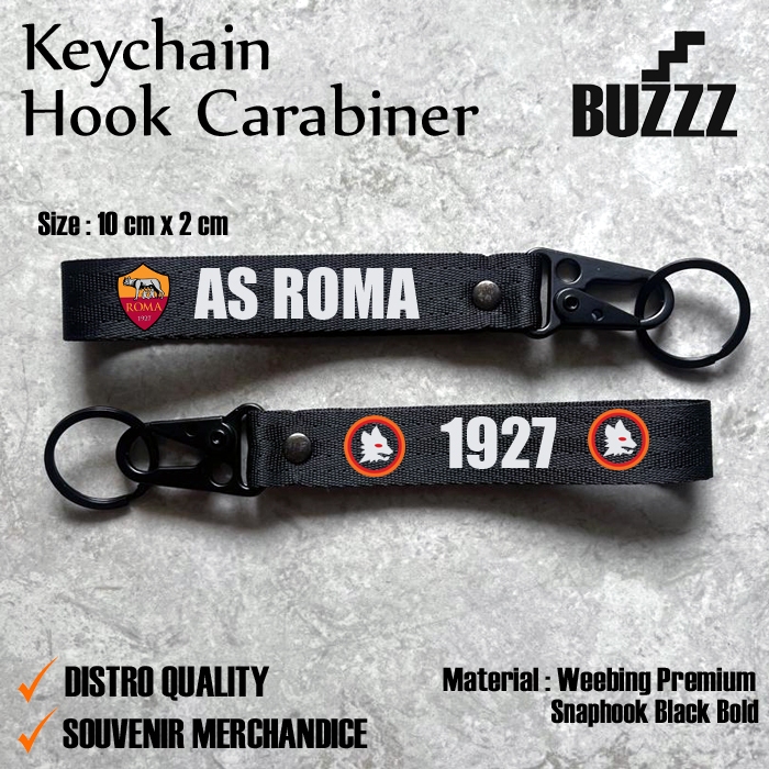 GANTUNGAN KUNCI AS ROMA  -  KEYCHAIN ROMA - CARABINER AS ROMA  - GANTUNGAN KUNCI KLUB BILA AS ROMA P