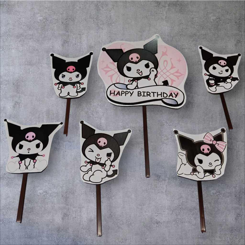 CAKE TOPPER KERTAS MOTIF KUROMI/CAKE TOPPER