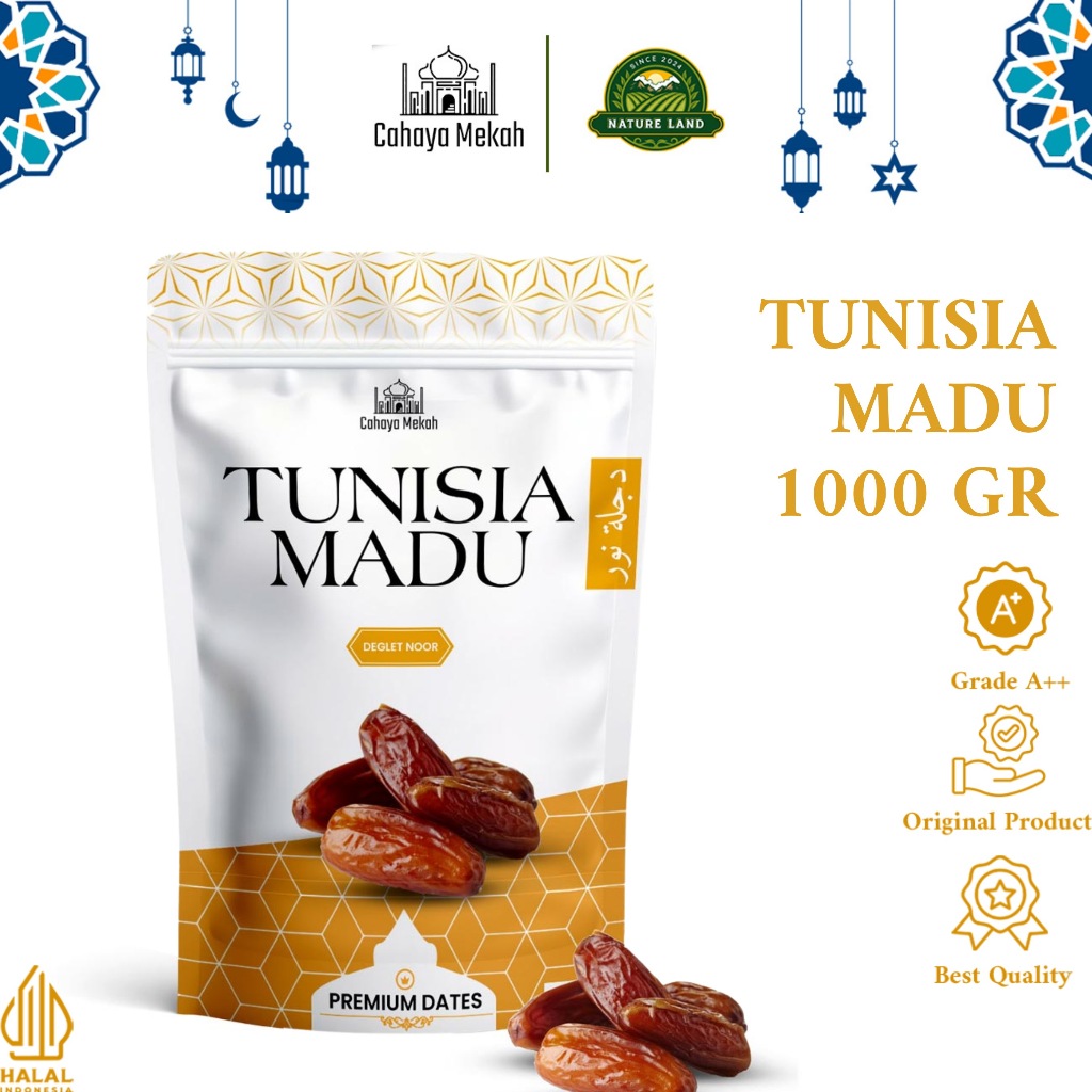 

Cahaya Mekah Kurma Tunisia Deglet Noor Pouch 1kg Premium Quality