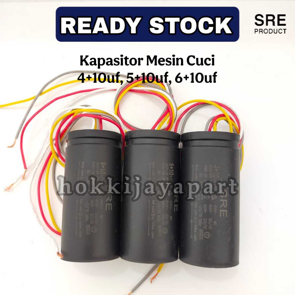 SRE - Kapasitor Mesin Cuci 2 Tabung 4+10uf 5+10uf 6+10uf / Capasitor Pengering Pencuci Aqua / Sanyo 