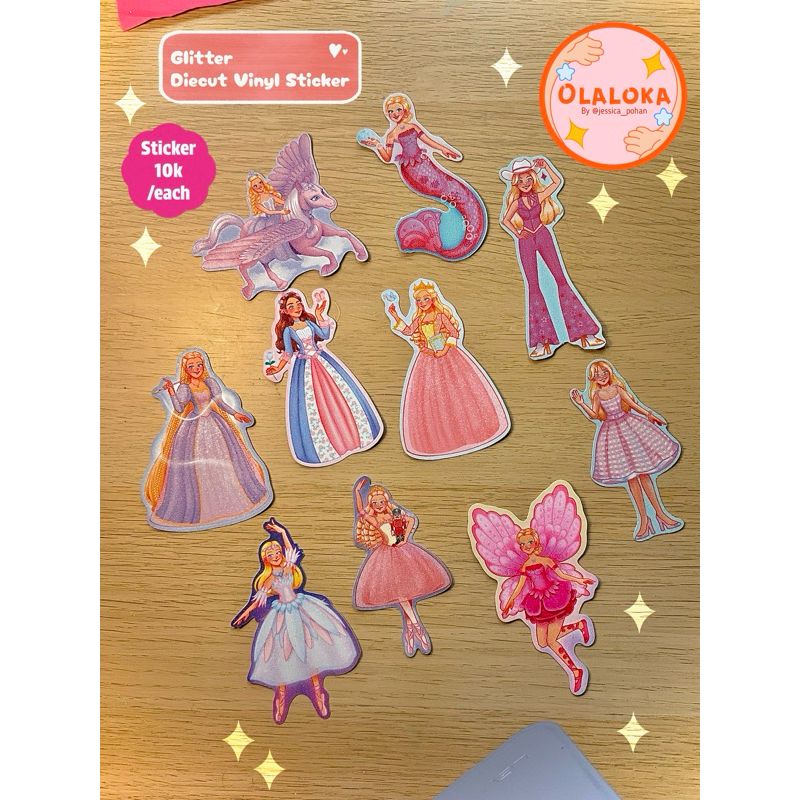 

Sticker Glitter Barbie (Princess & the Pauper, Rapunzel,The Nutcracker, Swanlake, Fairytopia, Barbie Movie)