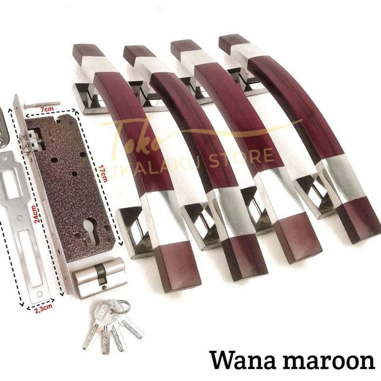 Terbaru 4biji handle pintu rumah dan kunci set gagang model kotak sabit minimalis