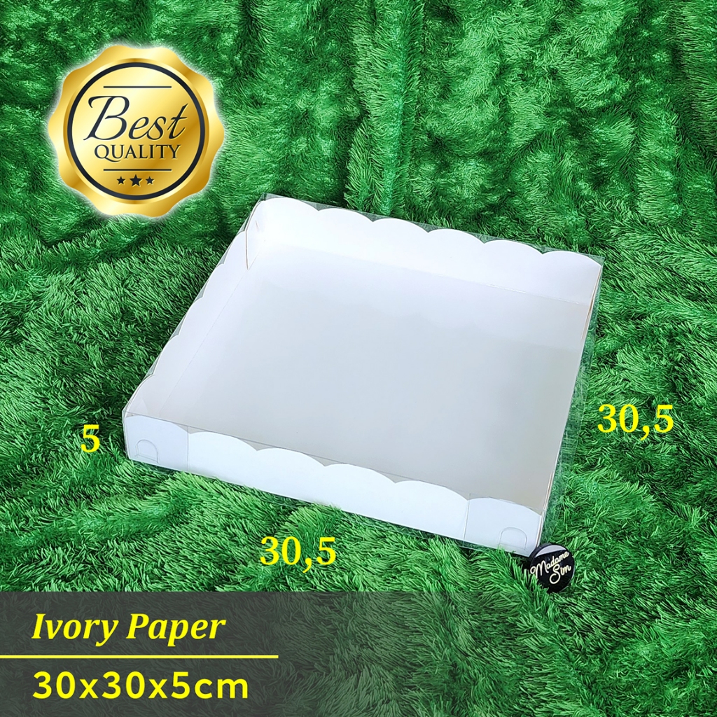 

BOX MIKA PUTIH - DUS IVORY - KOTAK BROWNIES 30x30x5 (ISI : 10 PCS)