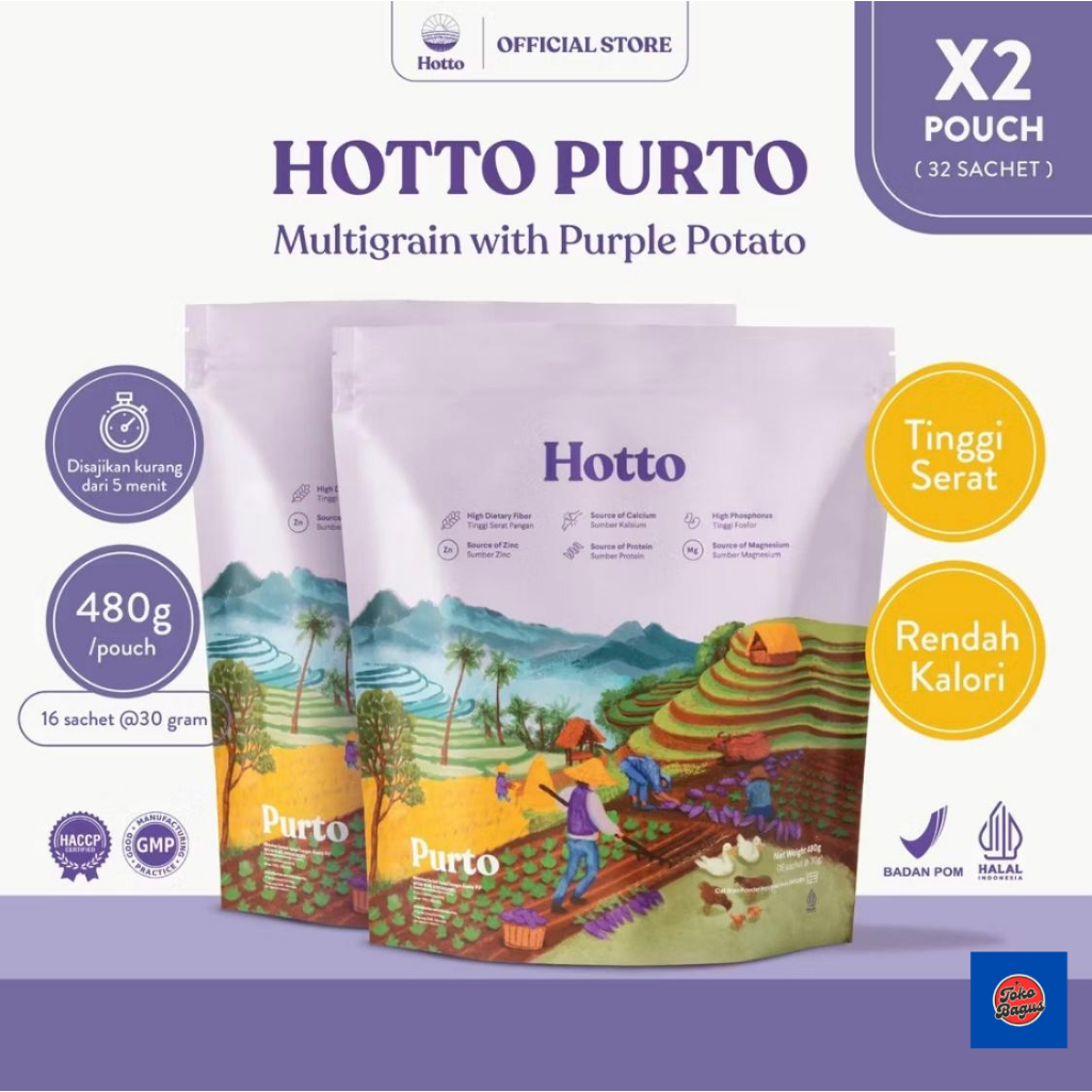

Hotto Purto 2 Pouch (32 Sachet) Superfood Multigrain dengan Ubi Ungu