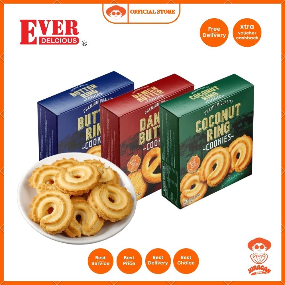 

Ever D.Cookies Danish Butter Coconut Ring Cookies Kemasan Box 95gr